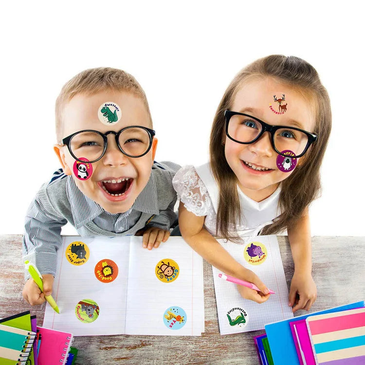 500 Pcs/Pack Cartoon Aniamls Sticker Teacher Reward Stickers School Student Encouragement Words For Kids Toy Sticker