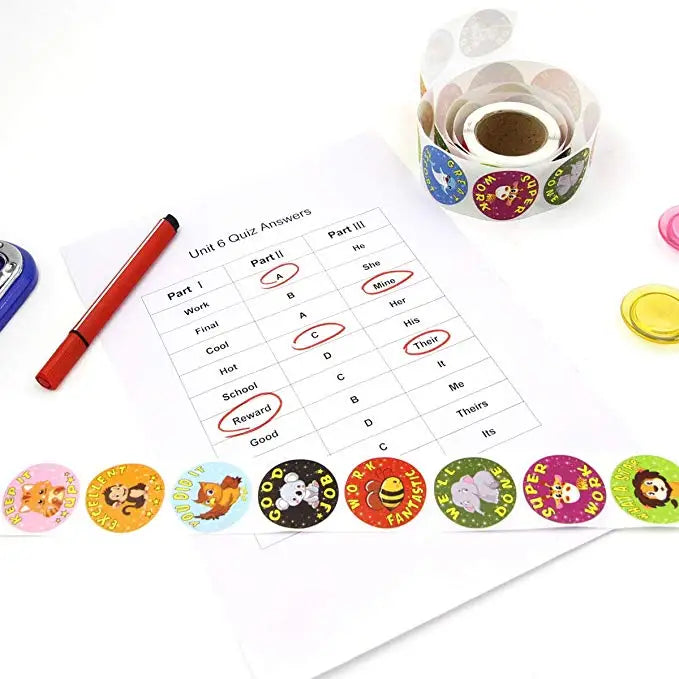 500 Pcs/Pack Cartoon Aniamls Sticker Teacher Reward Stickers School Student Encouragement Words For Kids Toy Sticker