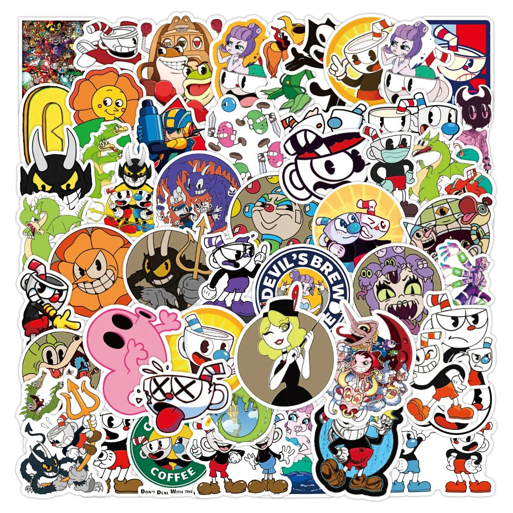 10/30/50pcs Cuphead Show Video Game Sticker Packs