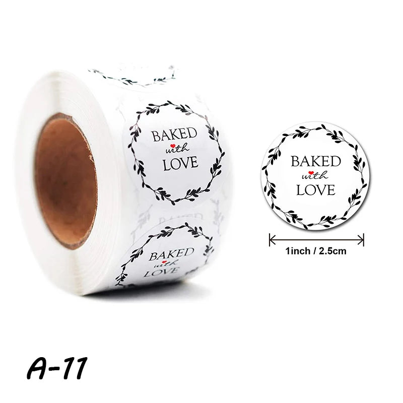 500pcs/roll Thank You Stickers Handmade Sticker Circle Stationery thank you for your order Seal Labels thank you sticker