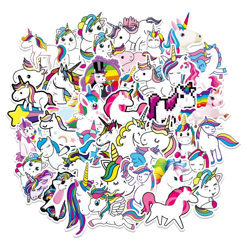 Unicorn Waterproof Stickers Pack - Skateboard, Laptop, Phone, Bike Decals