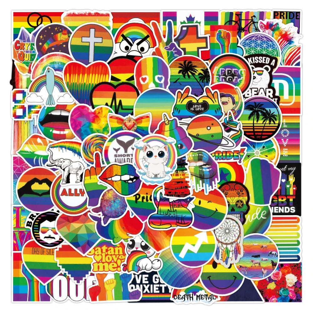 Rainbow LGBTQ Stickers Pack - Waterproof Decals for Laptop, Phone, Guitar