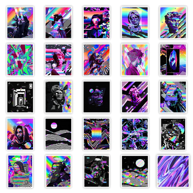 10/30/50PCS Cartoon Psychedelic Art Aesthetic Stickers Graffiti Decals Skateboard Laptop Phone Bike Car Cool Toy Sticker for Kid