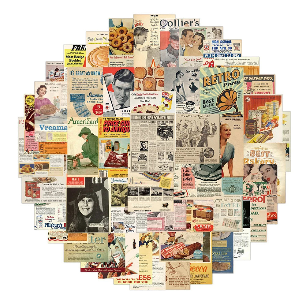 Retro Graffiti Stickers: 10/30/50pcs Waterproof Decals for Laptop, Car, Guitar, Luggage, Phone, DIY Scrapbook