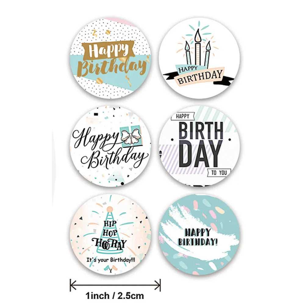 50-500pcs Round Happy Birthday Handmad Sticker Sealing Sticker Vintage DIY Gift Stickersdhesive Christmas Sticker Stationery