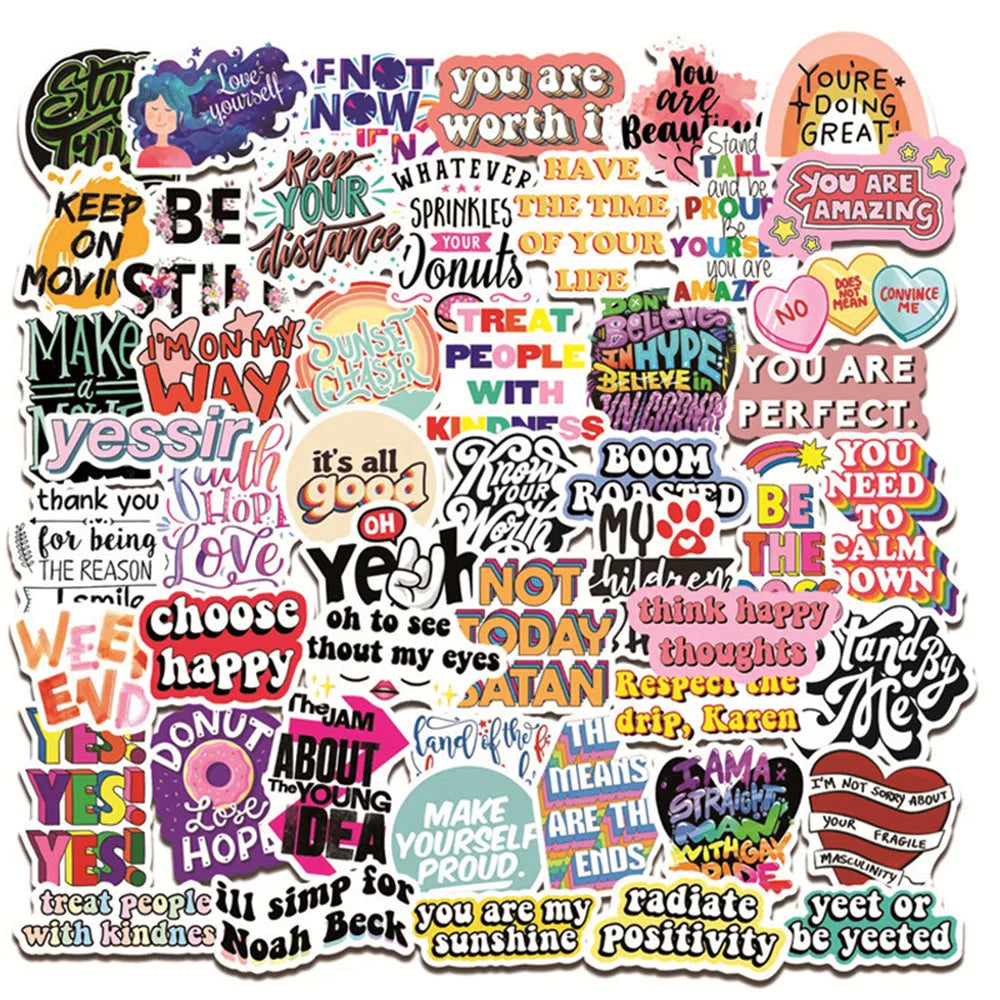 Motivational Quotes Stickers Pack for Fridge Laptop Luggage Skateboard Graffiti