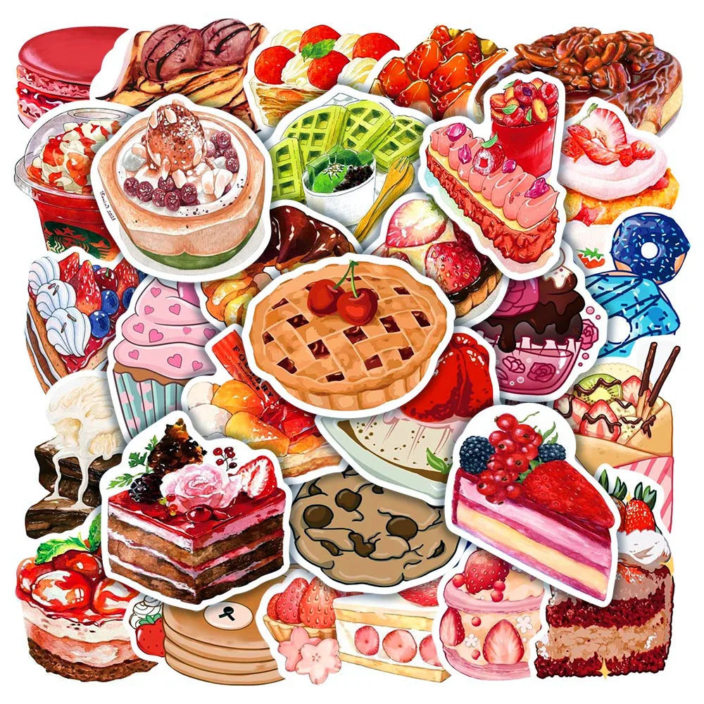 Cute Food Stickers PVC Waterproof for Phone Fridge Skateboard Luggage Wall Kids