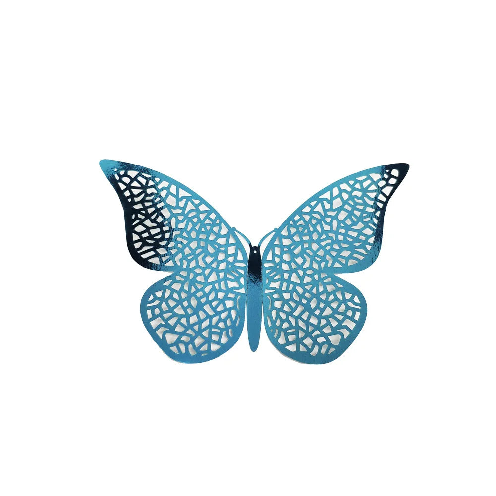 3D Indigo Butterfly Wall Stickers - 12 Pcs Set Home Decor