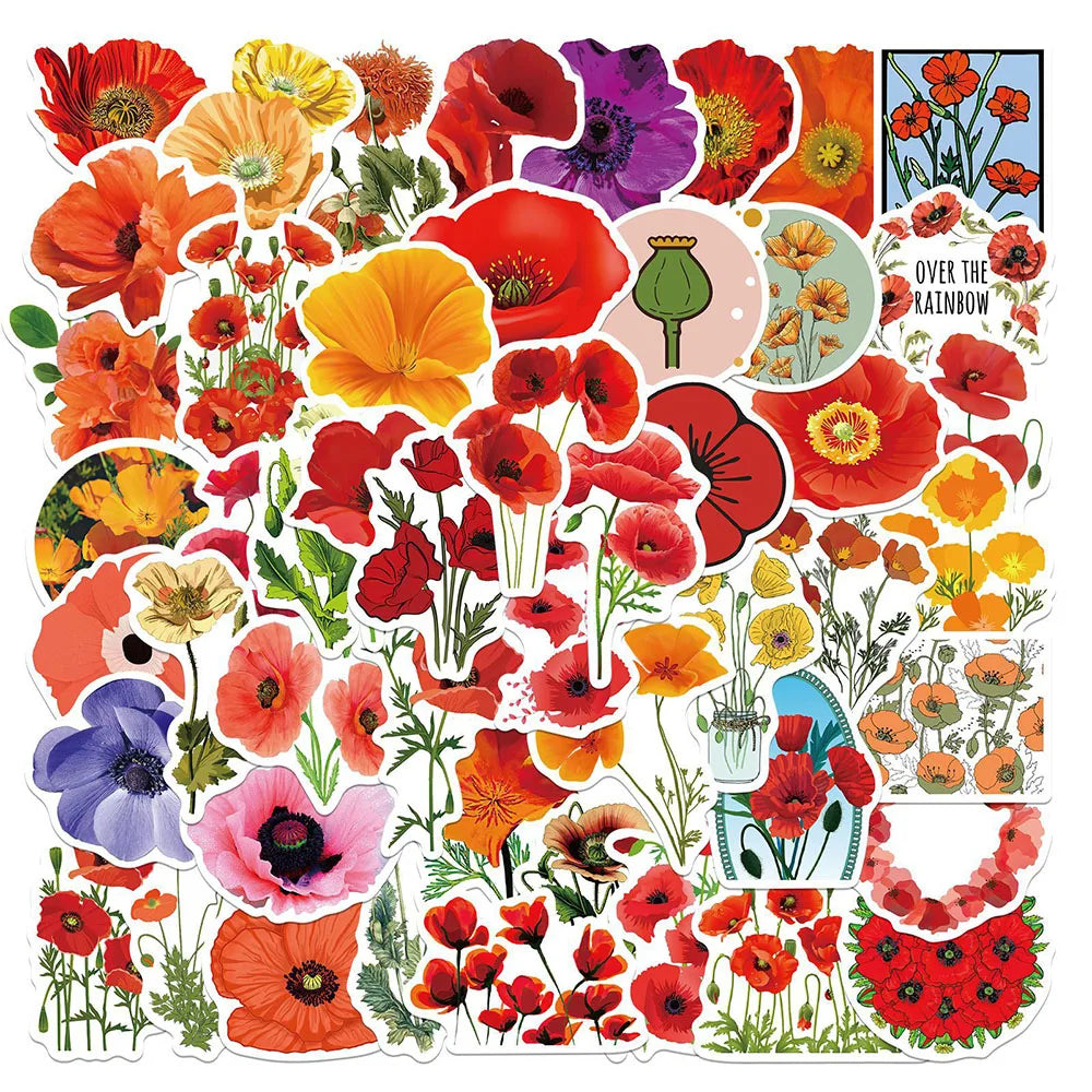 Pretty Flower Stickers for Phone, Luggage, Guitar, Laptop - 10/30/50PCS Aesthetic Decals