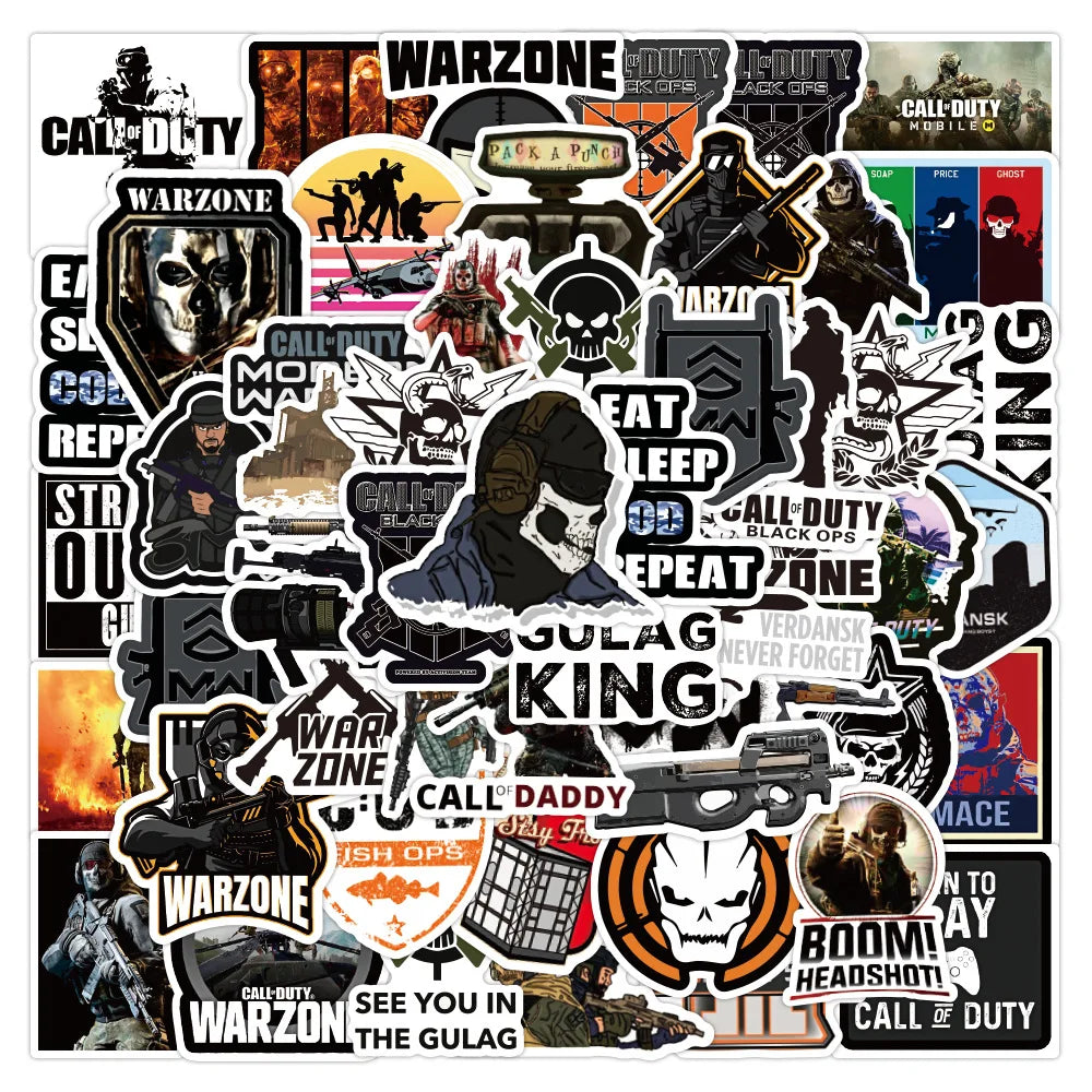 Call of Duty Stickers 10/30/50pcs Waterproof for Kids Luggage Skateboard Phone Laptop Car