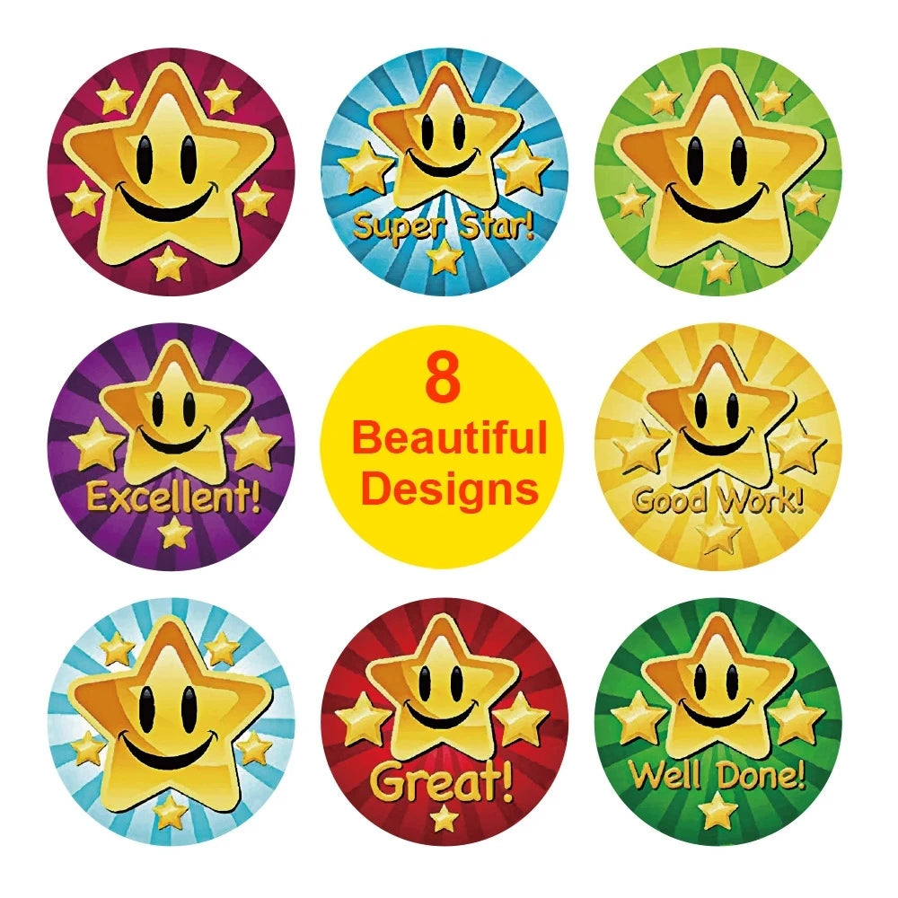 Stickers 500 Pcs/roll 2.5cm / 1inch Children's Cartoon Toy Stickers Teacher Encouragement Reward Game Stickers