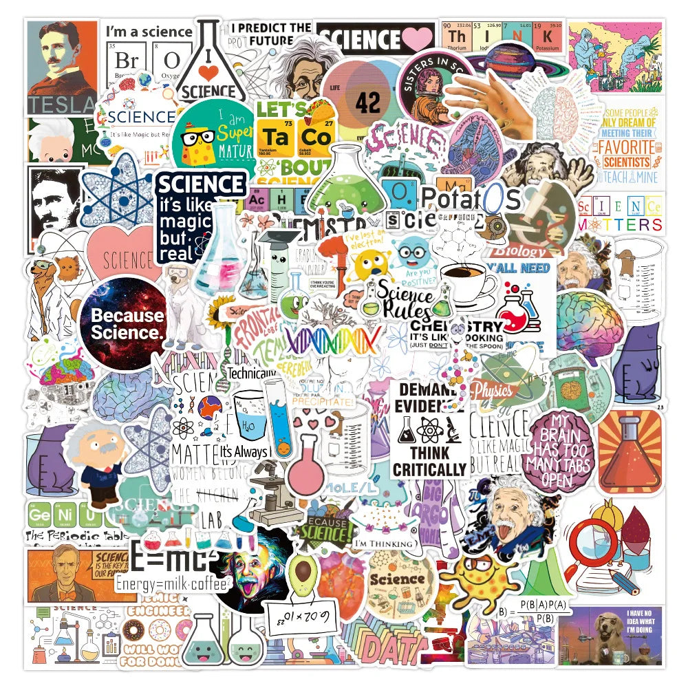 Science Element Stickers Waterproof Decals for Laptop, Luggage, Phone, Car - 10/30/50/100PCS