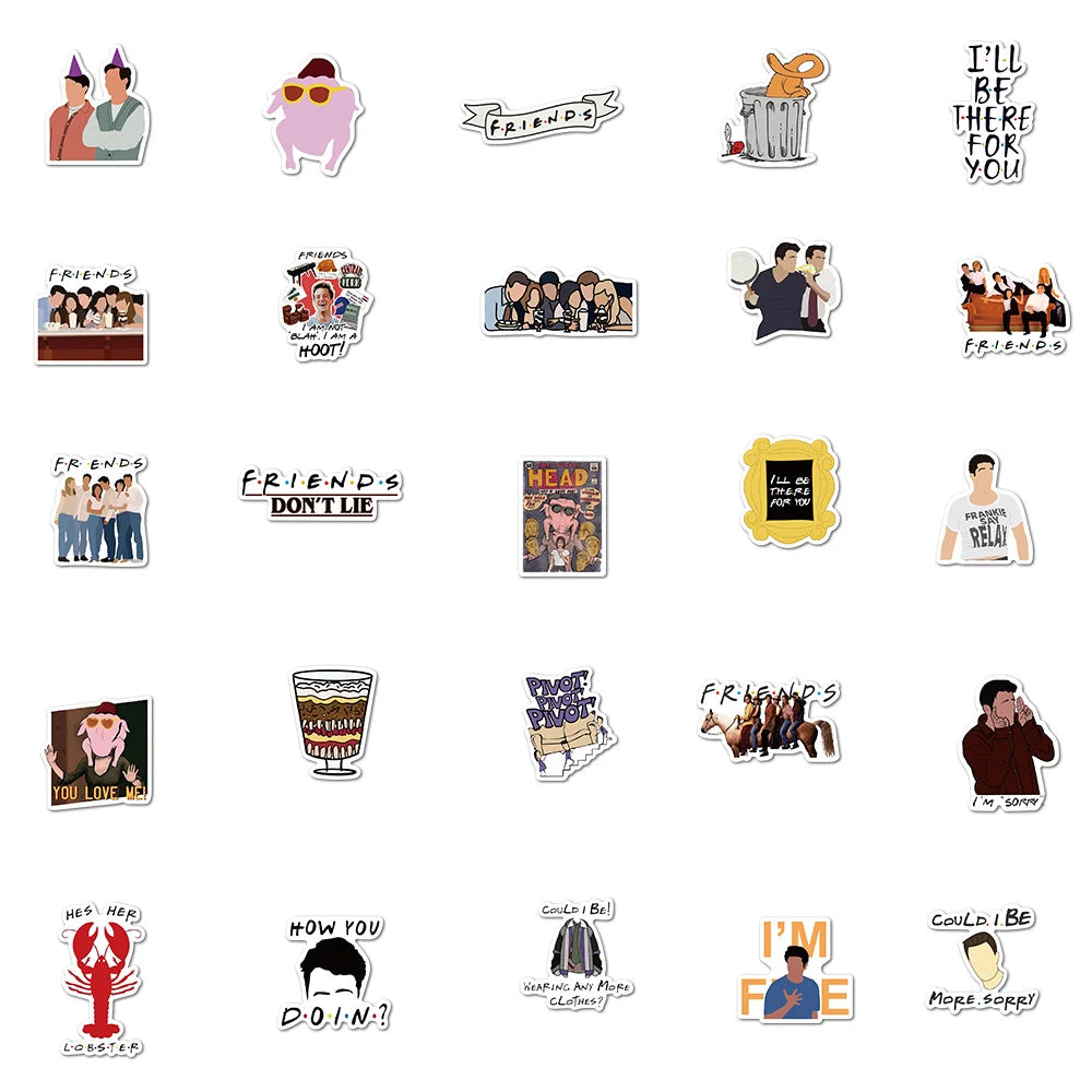 10/50/100pcs Friends TV Show Letter Anime Vintage Paster Gift Toy Funny Decal Scrapbooking DIY Phone Laptop Stickers Gifts