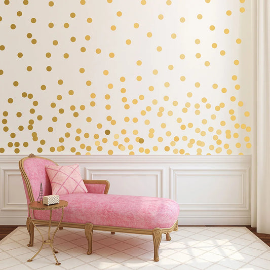 Gold Polka Dots Wall Stickers Nursery Kids Room Vinyl Decal Decor