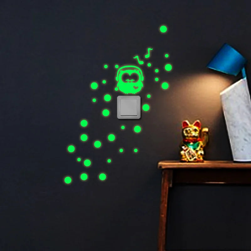 Glow in the Dark Cat Wall Stickers - Luminous Bedroom Decor Decals