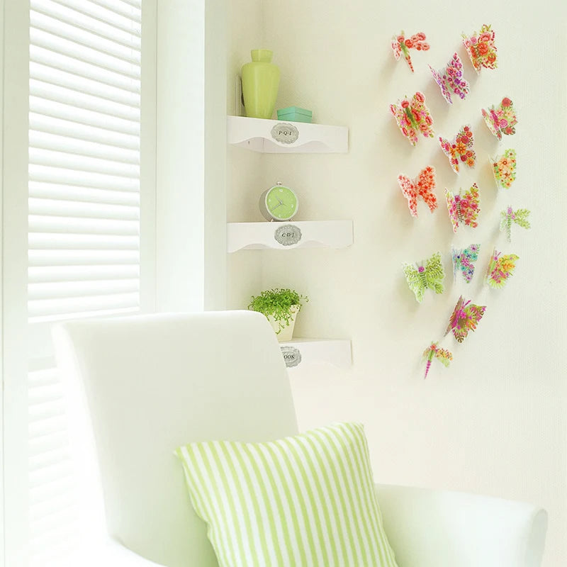 3D Butterfly Wall Stickers Set - 15 Pcs Flower Decor for Living Room & Bedroom
