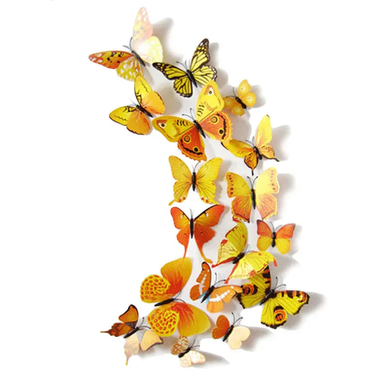 3D Butterfly Wall Stickers - 12 Pcs Magnet Decals for Home & Wedding Decor