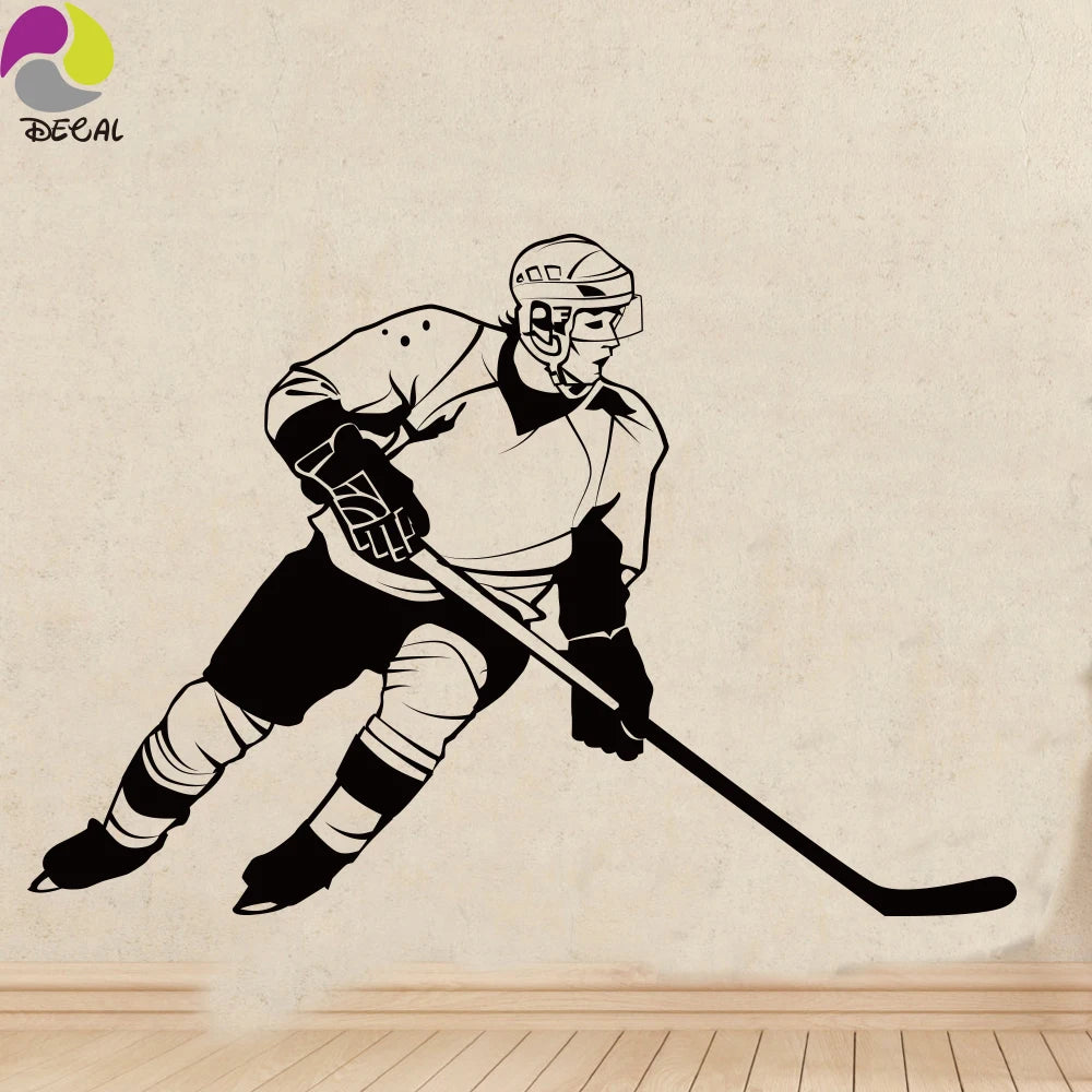 Hockey Player Wall Sticker Vinyl Decal for Kids Room Decor