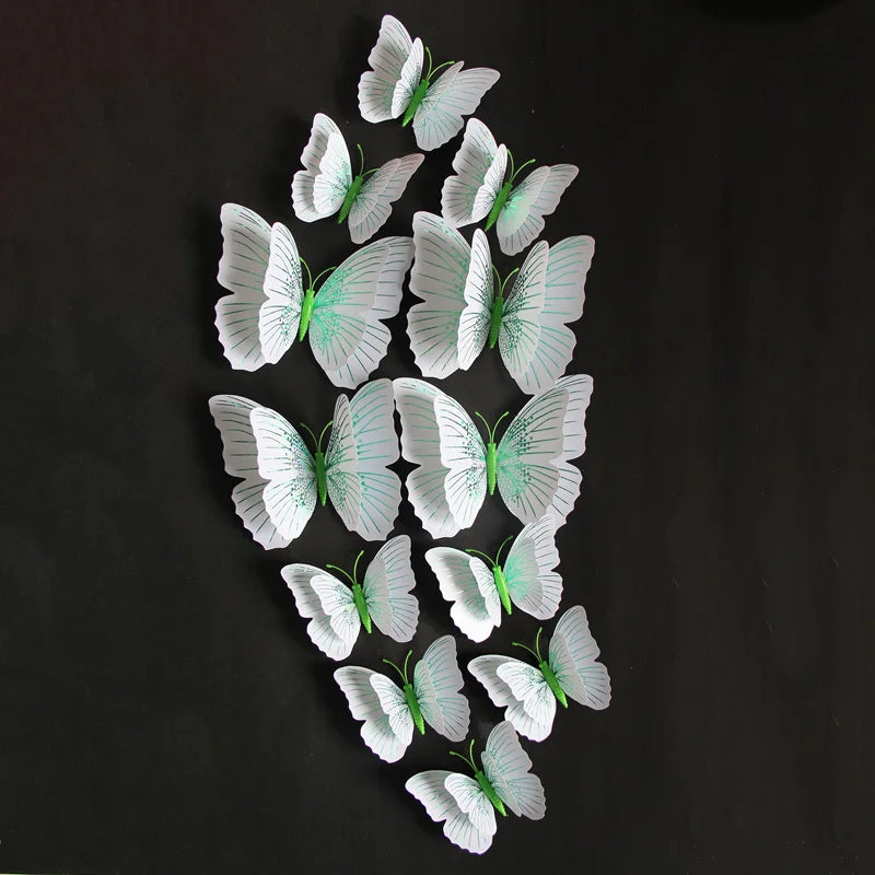 3D Butterfly Wall Stickers - 12Pcs Ambilight Double Layer Decor & Fridge Magnets