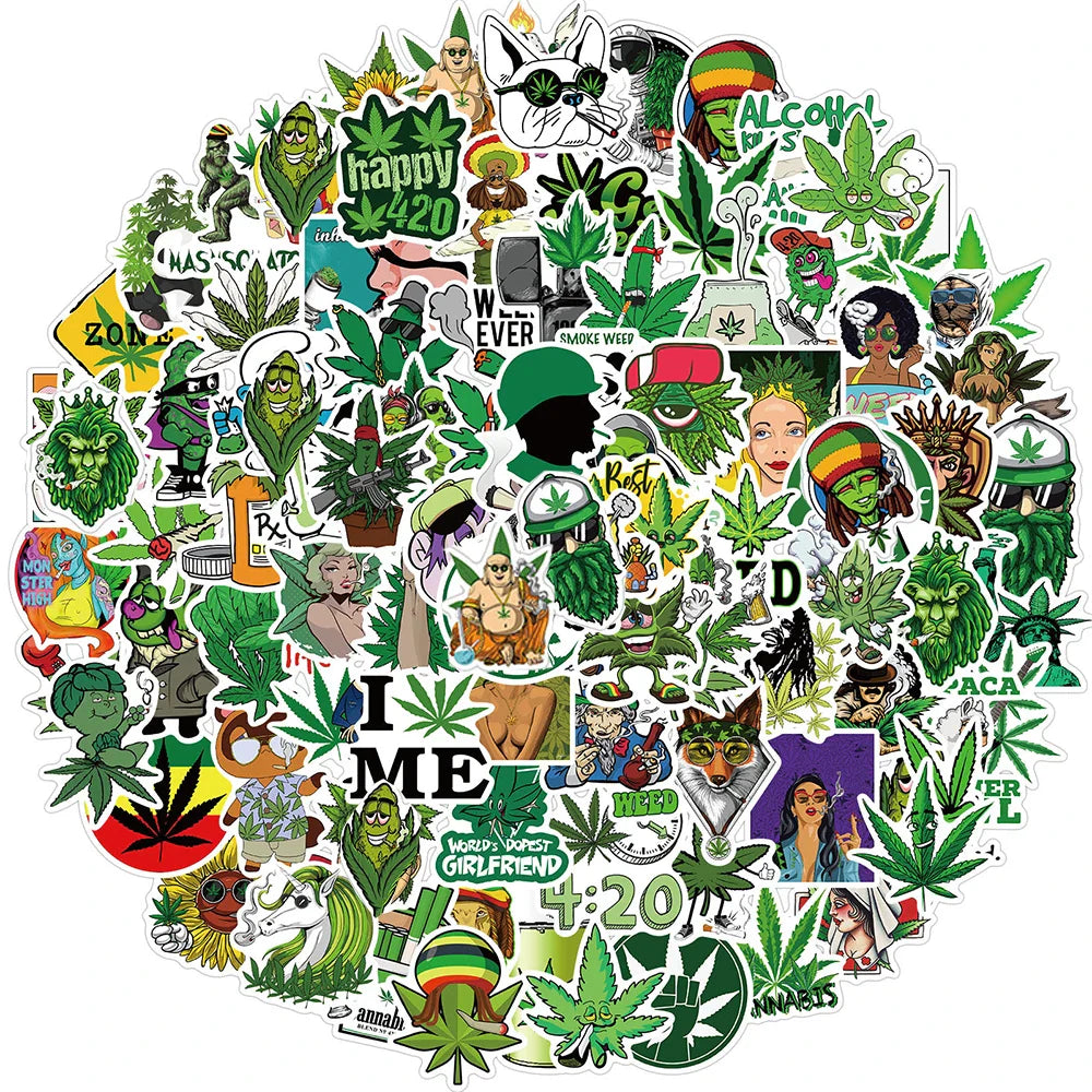 Funny Weed Smoking Graffiti Stickers for Skateboard Laptop Guitar Motorcycle Decal 10/30/50/100PCS