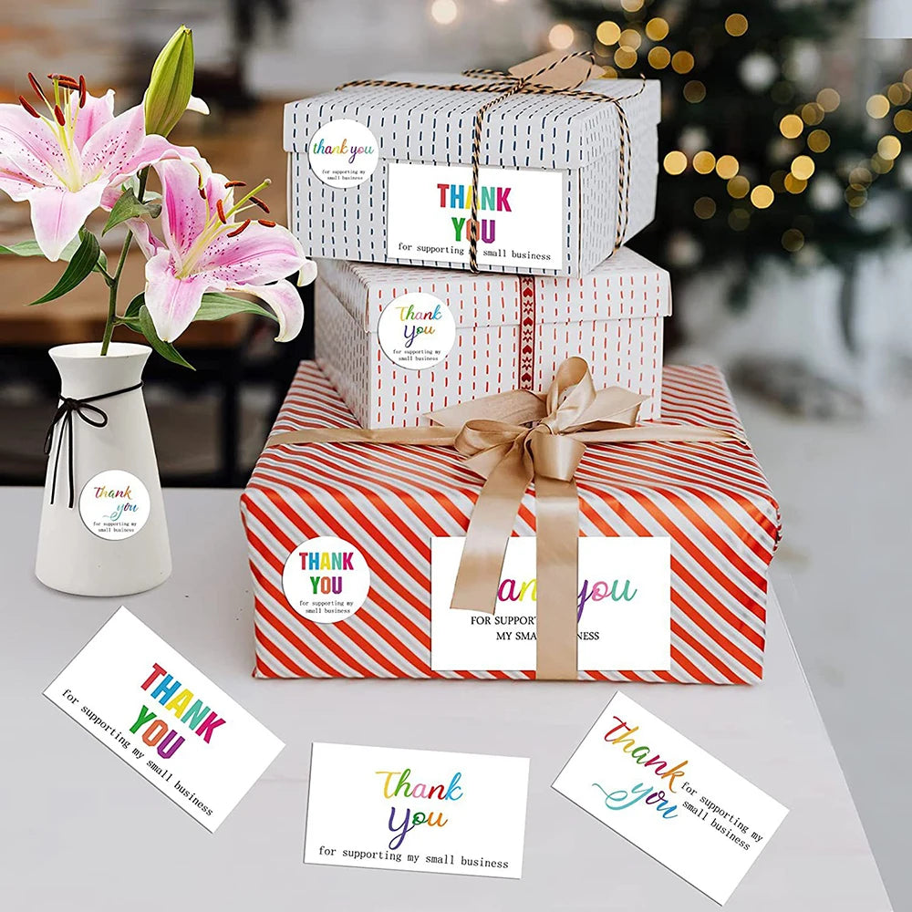 500pcs/roll Thank You Stickers Label Exquisite Design Adhesive Envelope Seals Stickers Appreciation Cards for Wedding Birthday