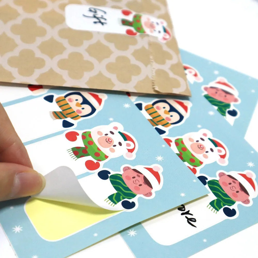 20-80Pcs Fashion Cartoon Cute Merry Christmas Stickers Labels For Gift Decorative Package Wrapping Gift Box 7*2.5CM