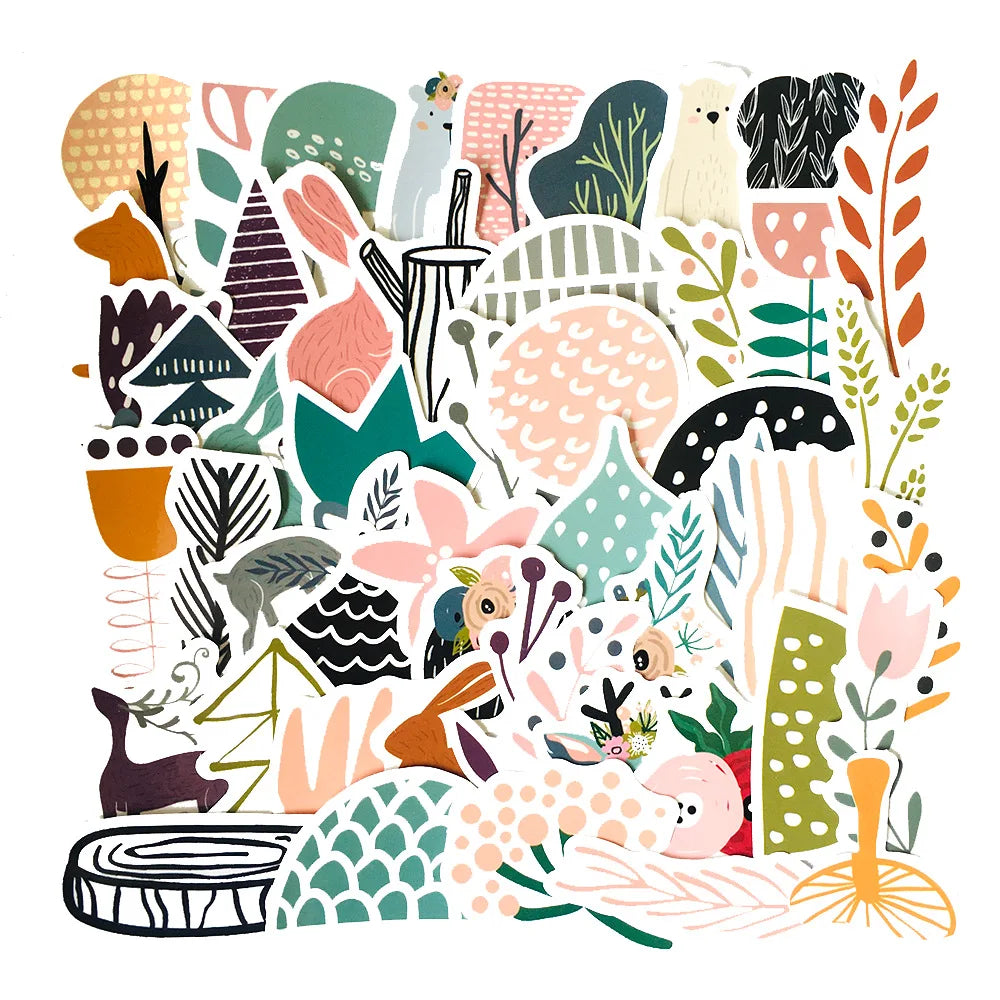 10/30/50pcs Nordic Style Fresh Natural Green Plants Sticker Laptop Suitcase Scrapbooking Decor Classic Toy Decal Sticker
