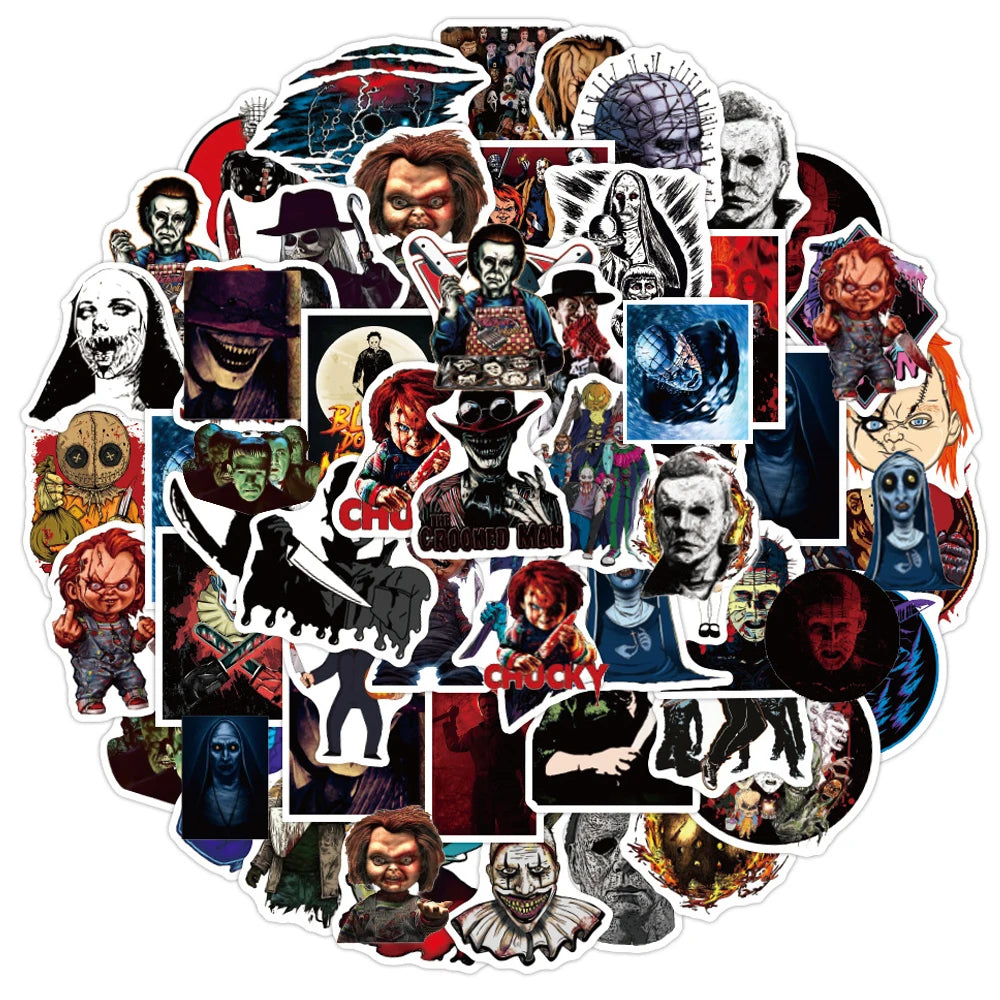 Horror Movie Stickers Decals Skateboard Guitar Suitcase Motorcycle DIY Cartoon Kid Gift
