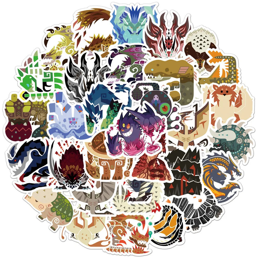 Monster Hunter Stickers Pack: Waterproof Decals for Car, Skateboard, Notebook, Phone, Helmet
