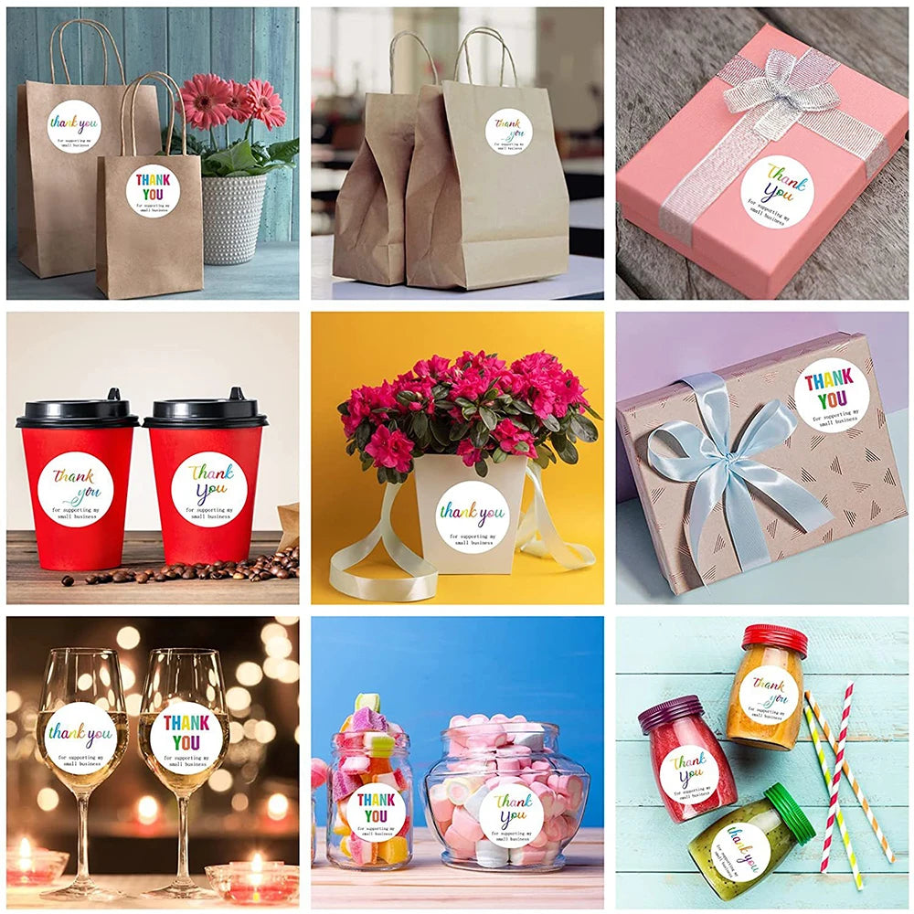 500pcs/roll Thank You Stickers Label Exquisite Design Adhesive Envelope Seals Stickers Appreciation Cards for Wedding Birthday