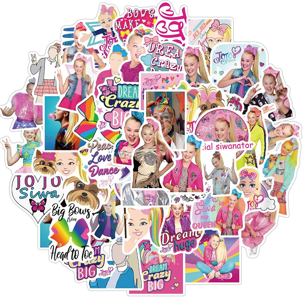 JOJO SIWA Stickers 10/30/50pcs Waterproof Decals for Phone, Luggage, Guitar, Fridge, Laptop, Kids Toy