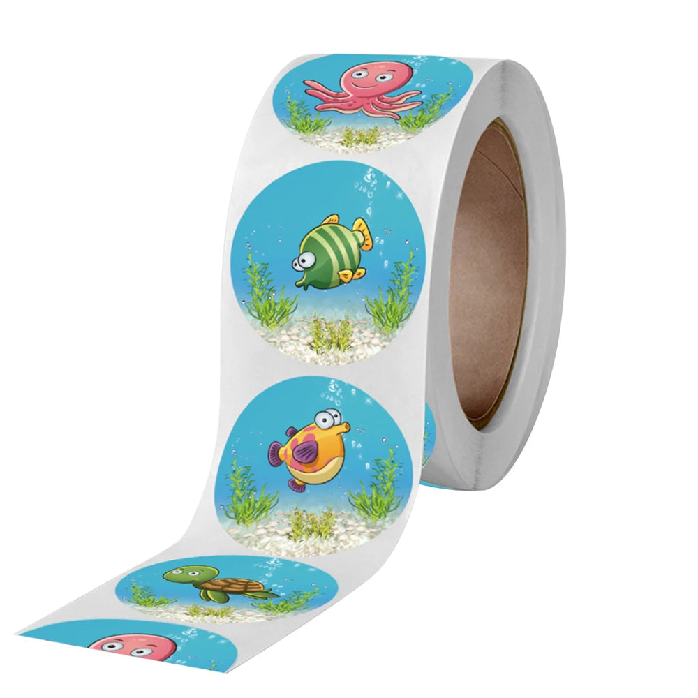 500pcs/roll Zoo Animals Laptop Stickers Reward Motivational Teacher Decals Ocean Life Sticker Toys for Children Kids on Car Book