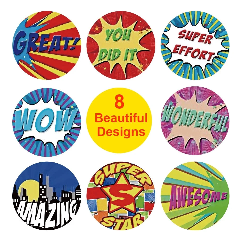 Stickers 500 Pcs/roll 2.5cm / 1inch Children's Cartoon Toy Stickers Teacher Encouragement Reward Game Stickers