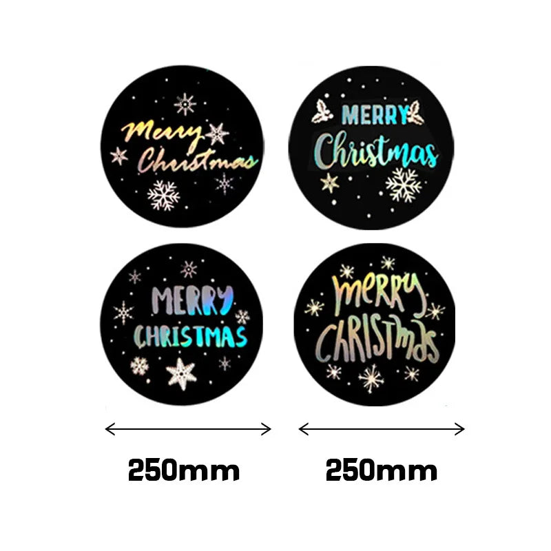 100-500Pcs Merry Christmas Stickers Seal Labels Gold Silver 1 Inch Round Stickers For Handmade Sticker Card Box Package Labels