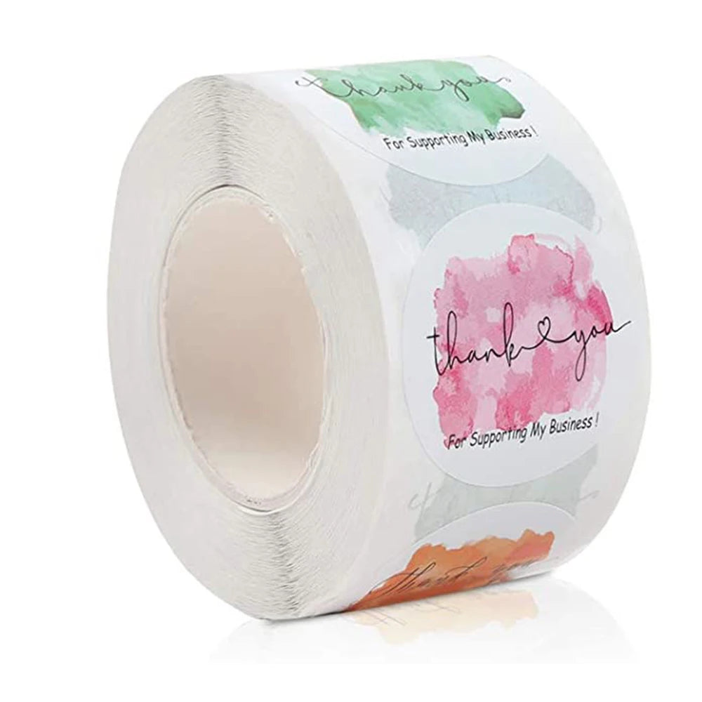 500Pcs/roll THANK YOU Stickers Four Color Business Card Set Customer Business Sealing Sticker Labels Birthday Wedding Gifts Card