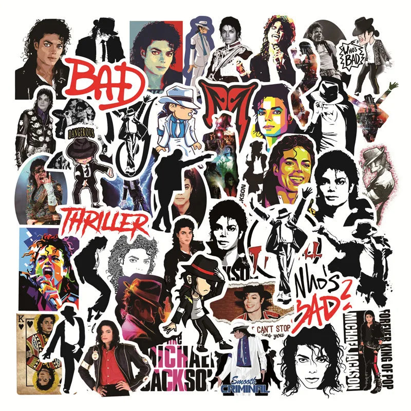 Michael Jackson Graffiti Stickers Pack for Motorcycle, Luggage, Guitar, Skateboard, Classic Toy