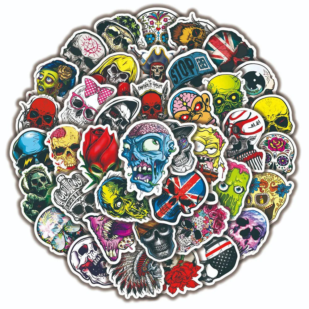 Funny Horror Skeleton Stickers - Waterproof DIY for Phone, Laptop, Skateboard, Luggage, Guitar