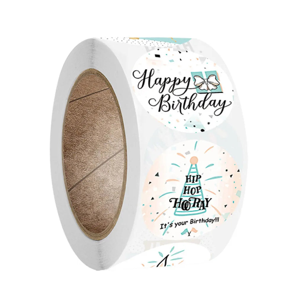 50-500pcs Round Happy Birthday Handmad Sticker Sealing Sticker Vintage DIY Gift Stickersdhesive Christmas Sticker Stationery