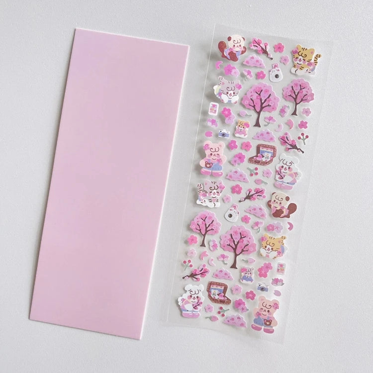 Sakura Cat Stickers for Scrapbooking & DIY Stationery