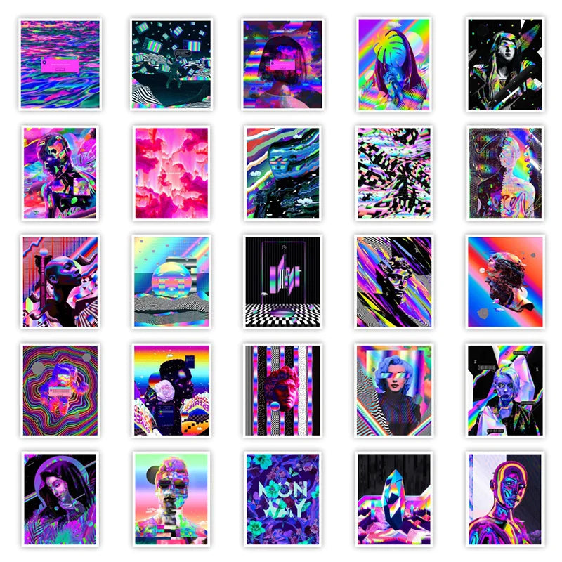 10/30/50PCS Cartoon Psychedelic Art Aesthetic Stickers Graffiti Decals Skateboard Laptop Phone Bike Car Cool Toy Sticker for Kid