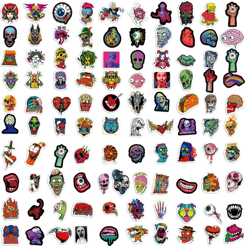 10/50/100PCS Horror Series Stickers Skull Zombie Skateboard Guitar Laptop Motorcycle Suitcase Bike Cool Sticker Decal Kid Toy