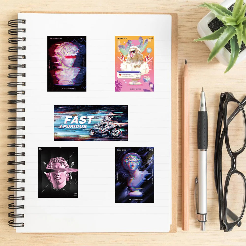 10/20/40pcs Punk Vaporwave Psychedelic Sticker Packs