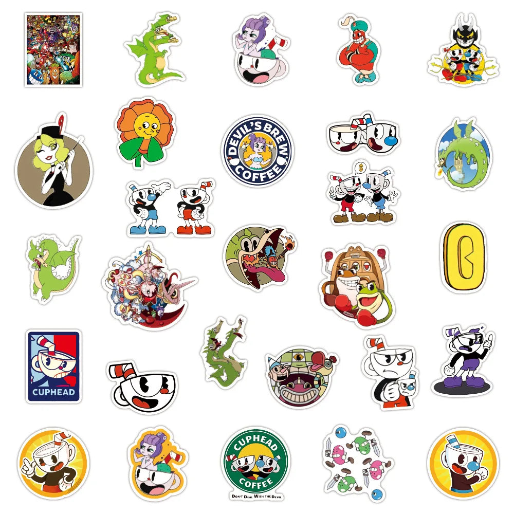 10/30/50pcs Cuphead Show Video Game Sticker Packs