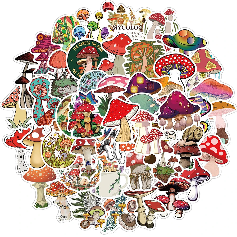 Cartoon Mushroom Graffiti Stickers for Skateboard, Suitcase, Guitar, Laptop