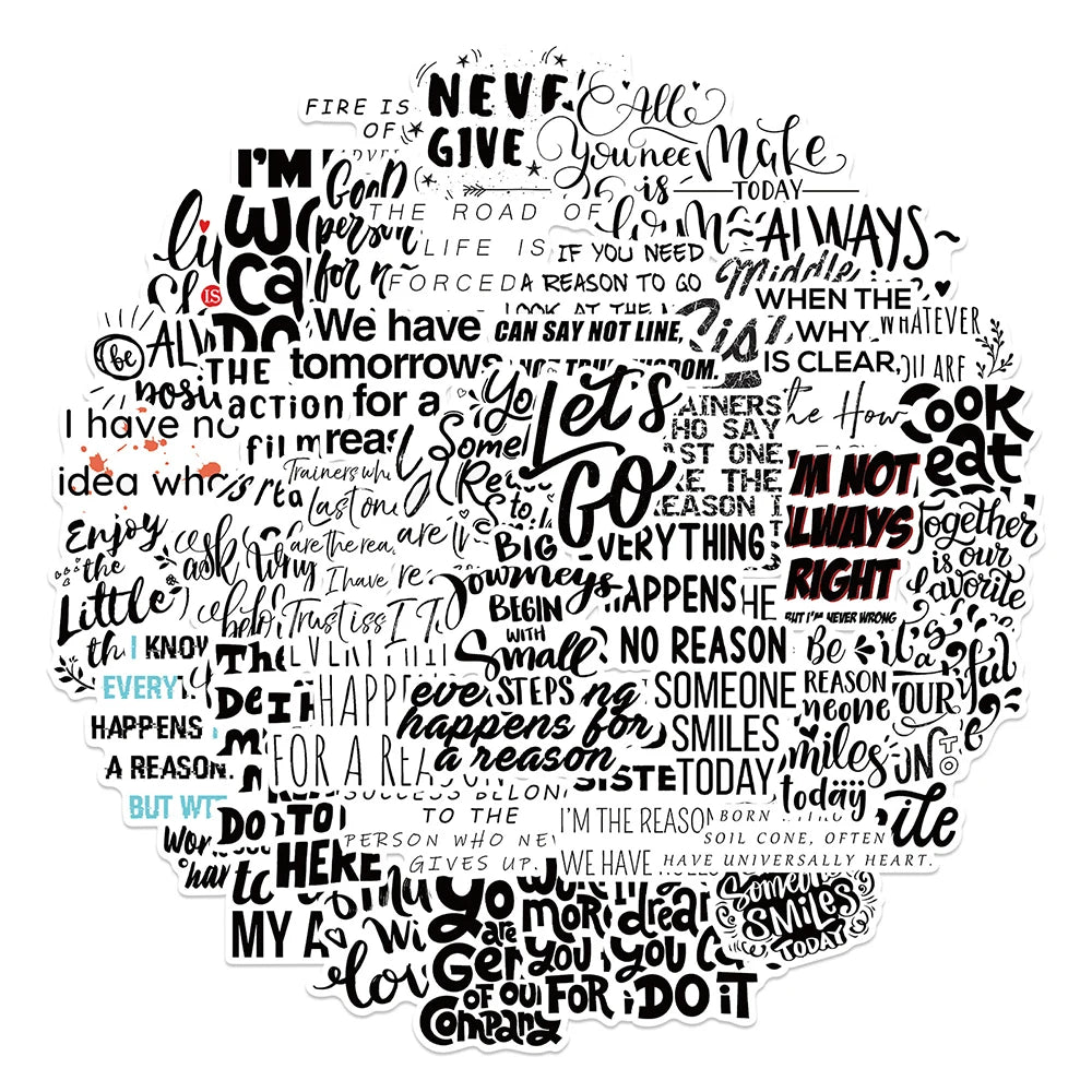 Motivational Phrases Stickers Pack: Cute Decorative Decals for Scrapbooking, Phone, Laptop, Car, Guitar