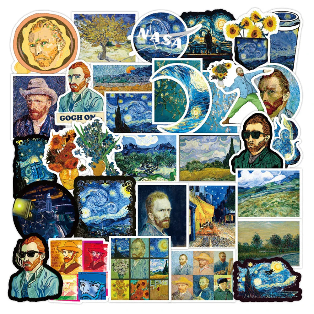 Van Gogh Sunflower Stickers Set - Laptop, Luggage, Bicycle, Fridge Decals