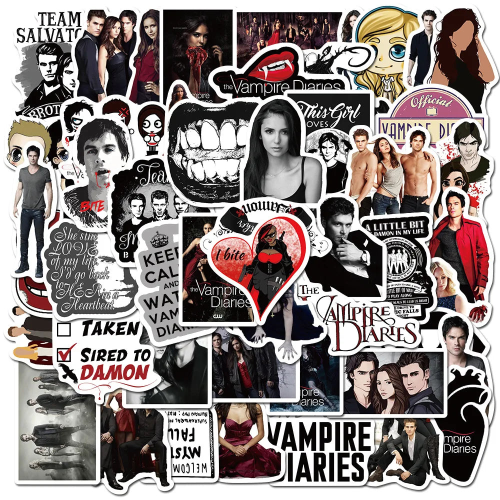 Vampire Diaries Stickers Pack: Motorcycle, Skateboard, Laptop, Phone, Kids