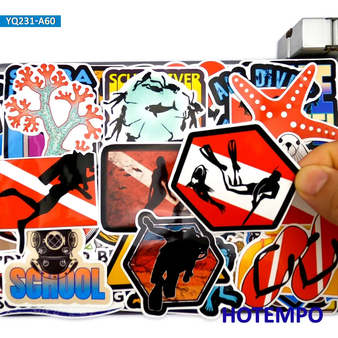 60Pieces Diving Underwater Adventure Scuba Outdoor Sport Waterproof Stickers for Phone Laptop Skateboard Motorcycle Car Sticker