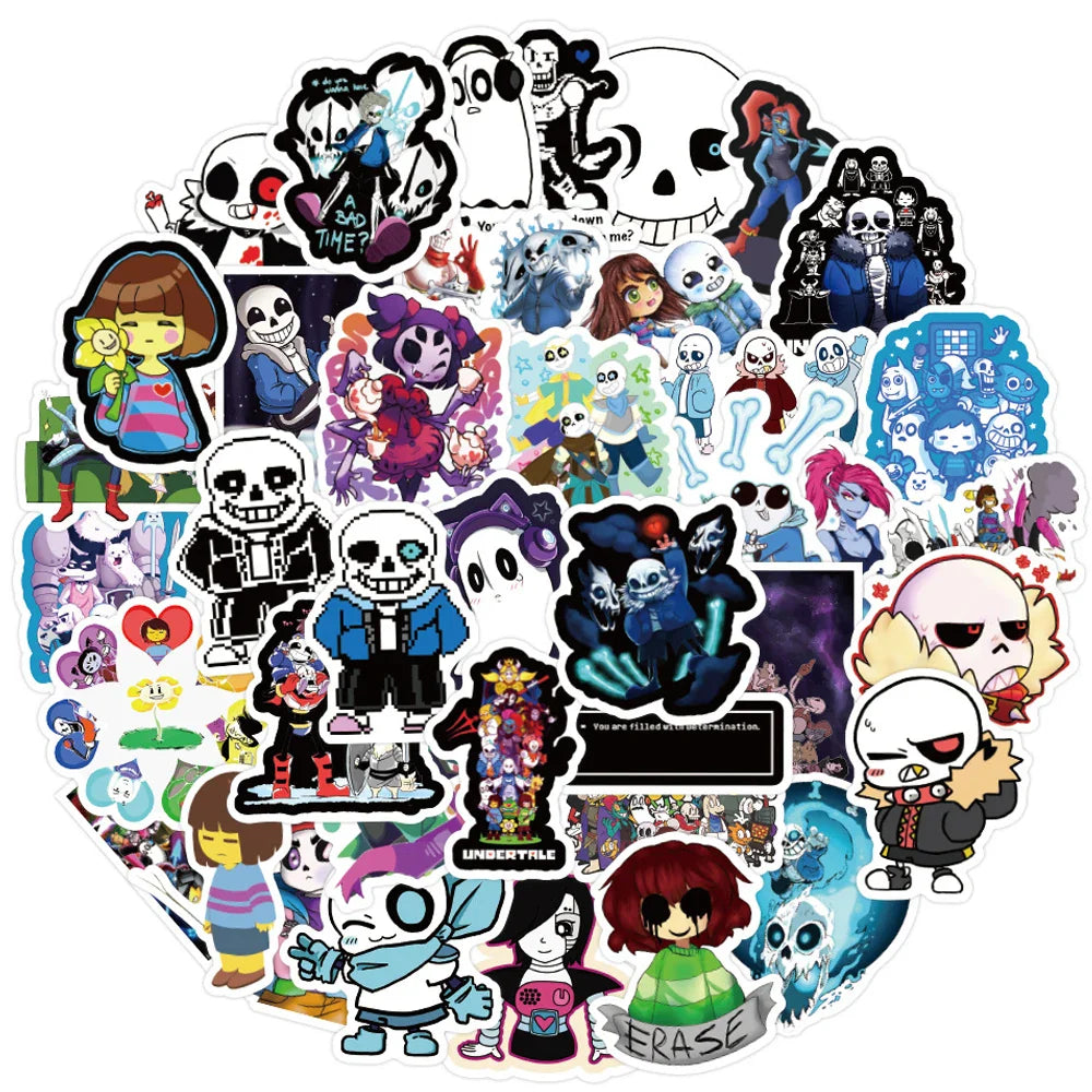 Undertale Stickers Pack: Skateboard, Laptop, Luggage, Guitar, Motorcycle, DIY, Kids Toy