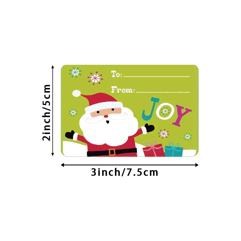 250pcs/roll 6 Designs Adhesive Christmas Gift Name Tags Present Seal Labels 2*3 inch Christmas Decals Gift Package XMAS Stickers